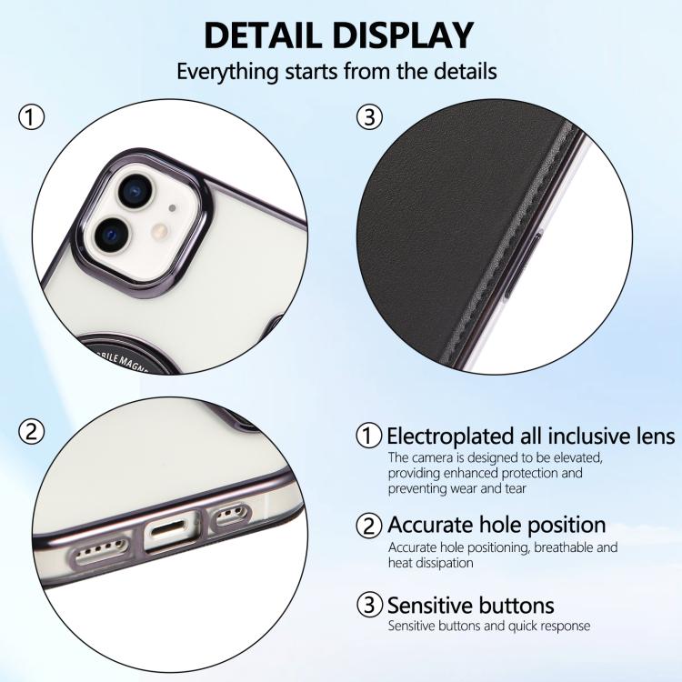For iPhone 12 / 12 Pro Ultra-thin Magnetic Plating Vegan Leather Phone Case