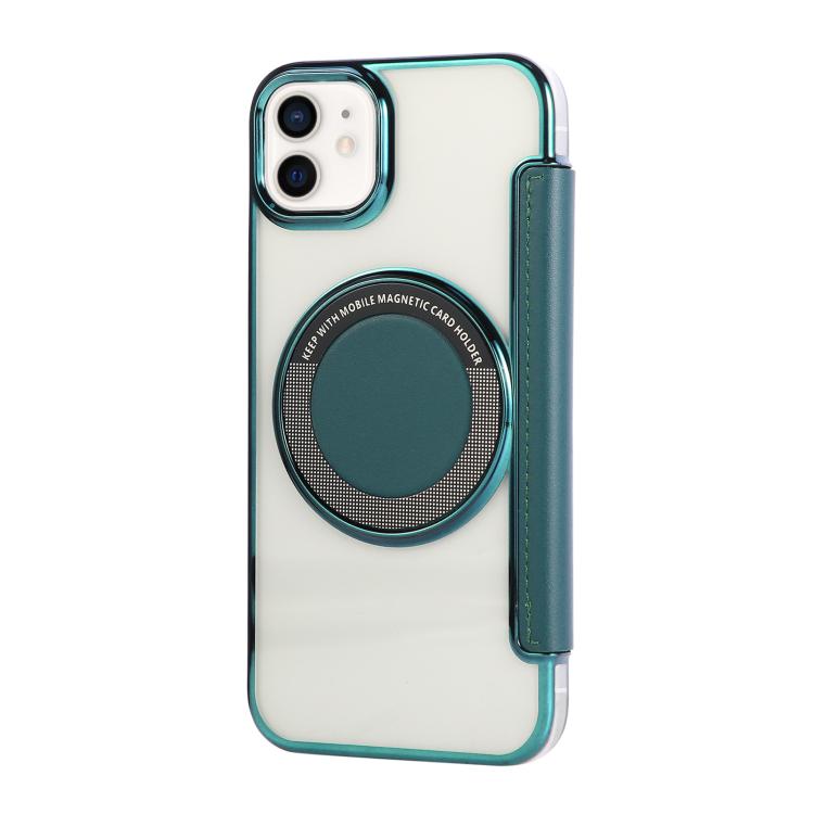 For iPhone 12 / 12 Pro Ultra-thin Magnetic Plating Vegan Leather Phone Case