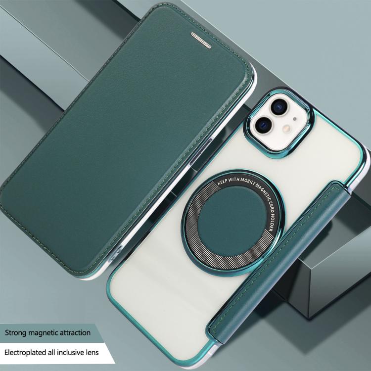 For iPhone 12 / 12 Pro Ultra-thin Magnetic Plating Vegan Leather Phone Case