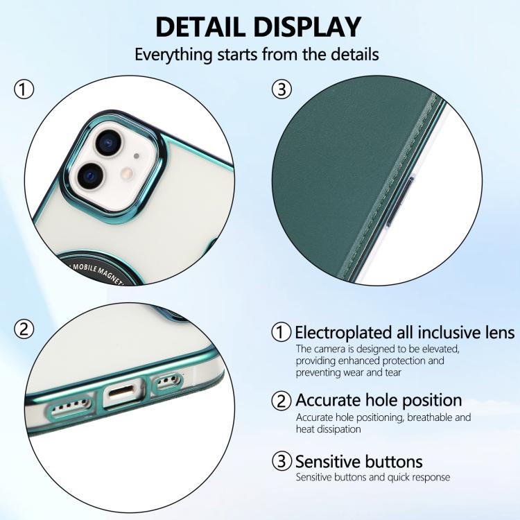 For iPhone 12 / 12 Pro Ultra-thin Magnetic Plating Vegan Leather Phone Case