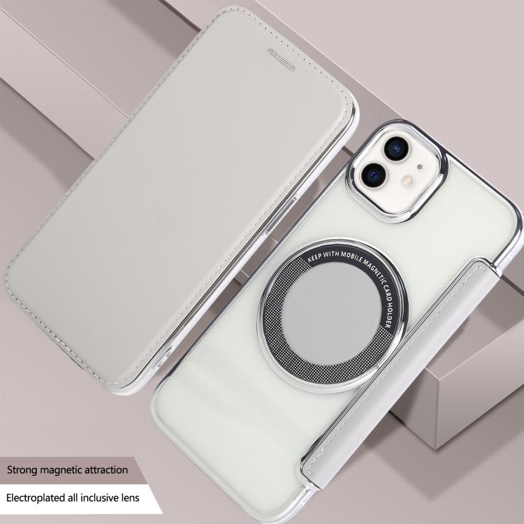 For iPhone 12 / 12 Pro Ultra-thin Magnetic Plating Vegan Leather Phone Case