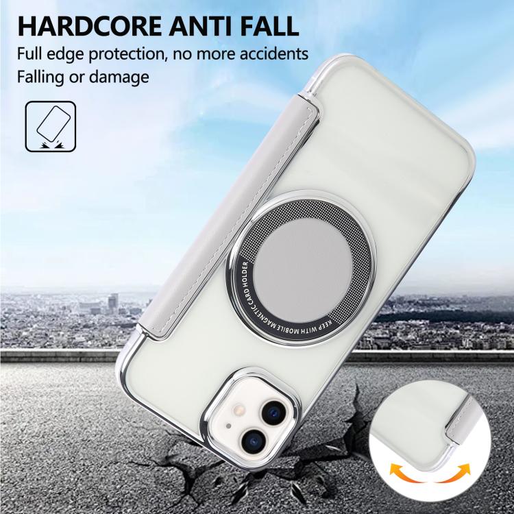 For iPhone 12 / 12 Pro Ultra-thin Magnetic Plating Vegan Leather Phone Case