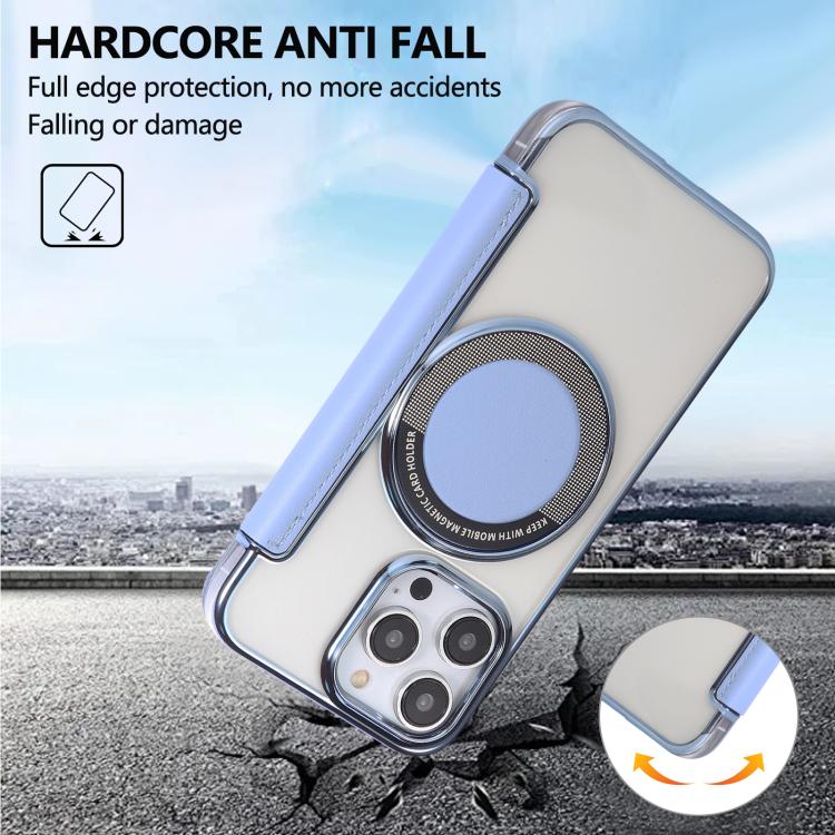 For iPhone 12 Pro Max Ultra-thin Magnetic Plating Vegan Leather Phone Case