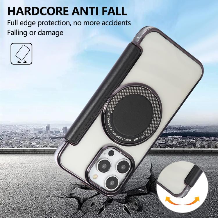 For iPhone 12 Pro Max Ultra-thin Magnetic Plating Vegan Leather Phone Case