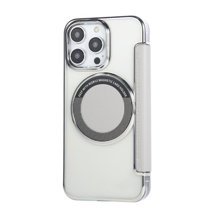 For iPhone 12 Pro Max Ultra-thin Magnetic Plating Vegan Leather Phone Case