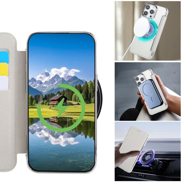 For iPhone 12 Pro Max Ultra-thin Magnetic Plating Vegan Leather Phone Case