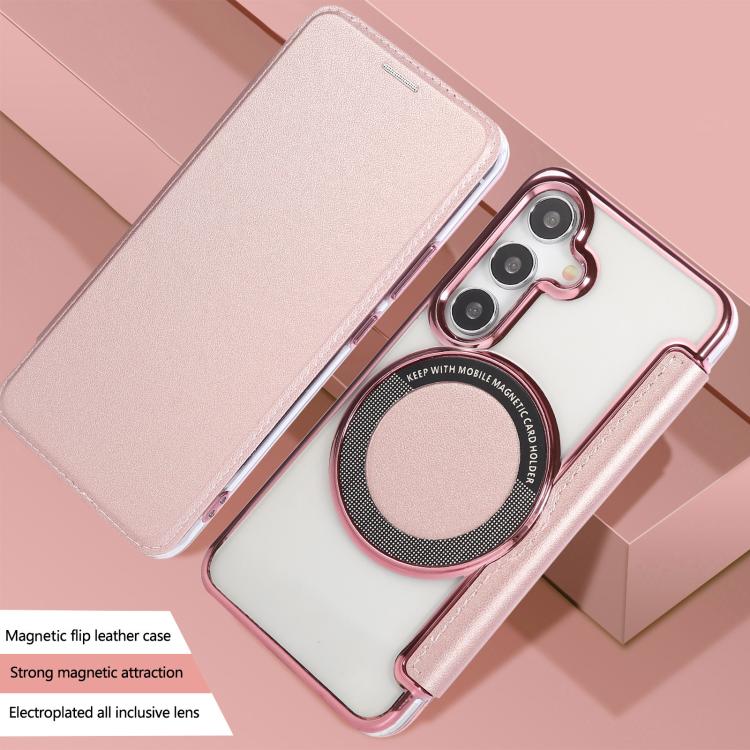 For Samsung Galaxy S25+ / S24+ 5G Ultra-thin Magnetic Plating Vegan Leather Phone Case