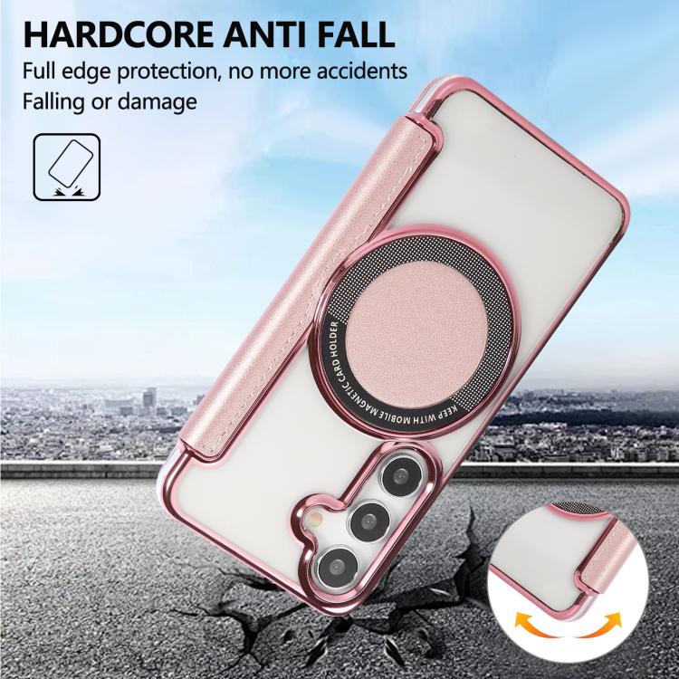 For Samsung Galaxy S25+ / S24+ 5G Ultra-thin Magnetic Plating Vegan Leather Phone Case