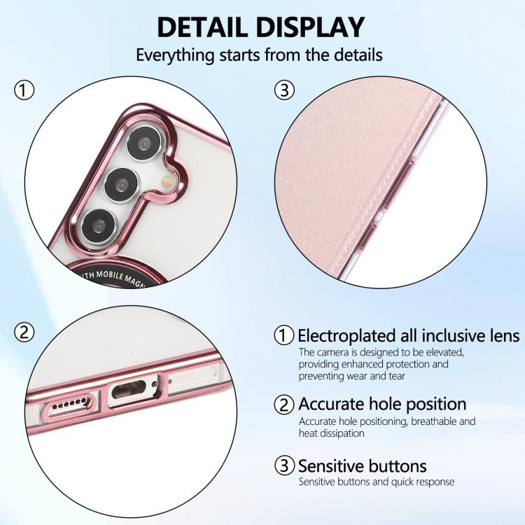 For Samsung Galaxy S25+ / S24+ 5G Ultra-thin Magnetic Plating Vegan Leather Phone Case