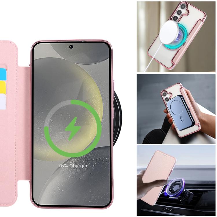 For Samsung Galaxy S25+ / S24+ 5G Ultra-thin Magnetic Plating Vegan Leather Phone Case