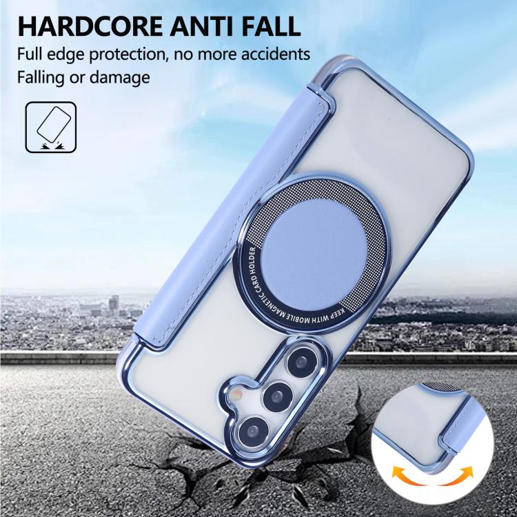For Samsung Galaxy S25+ / S24+ 5G Ultra-thin Magnetic Plating Vegan Leather Phone Case