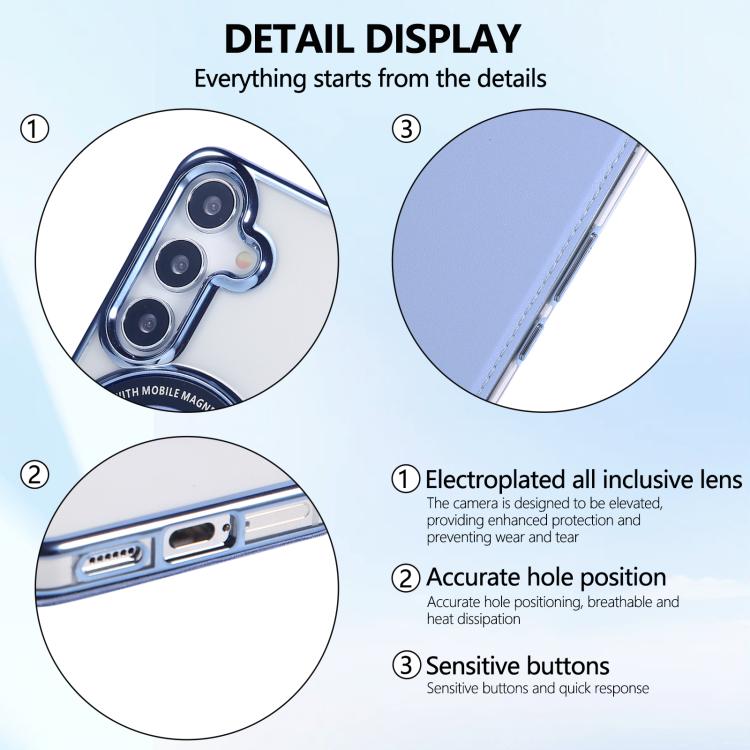For Samsung Galaxy S25+ / S24+ 5G Ultra-thin Magnetic Plating Vegan Leather Phone Case