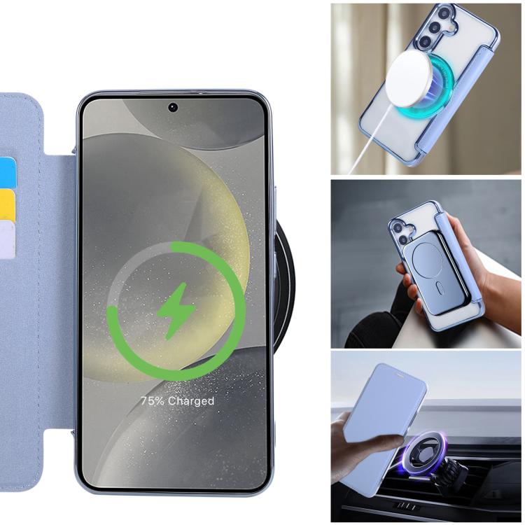For Samsung Galaxy S25+ / S24+ 5G Ultra-thin Magnetic Plating Vegan Leather Phone Case