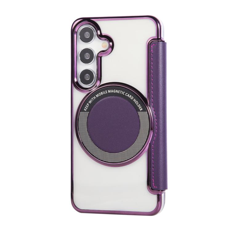 For Samsung Galaxy S25+ / S24+ 5G Ultra-thin Magnetic Plating Vegan Leather Phone Case