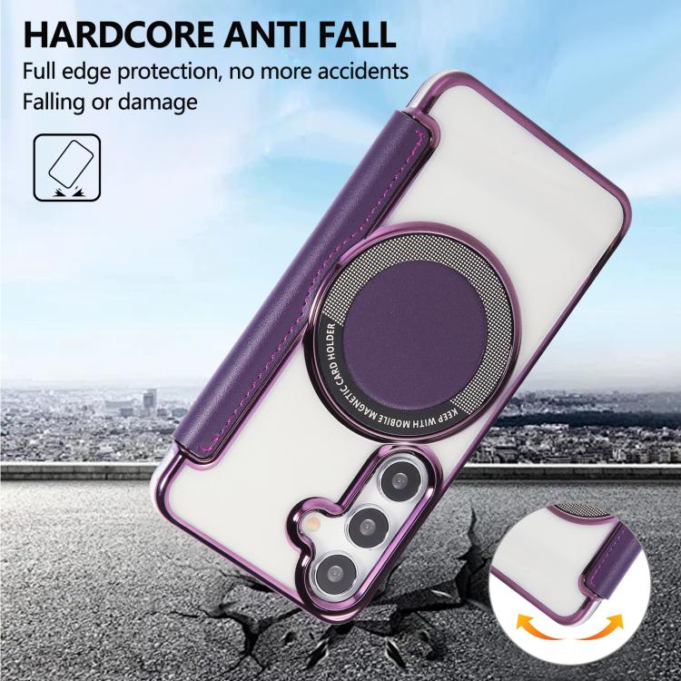 For Samsung Galaxy S25+ / S24+ 5G Ultra-thin Magnetic Plating Vegan Leather Phone Case