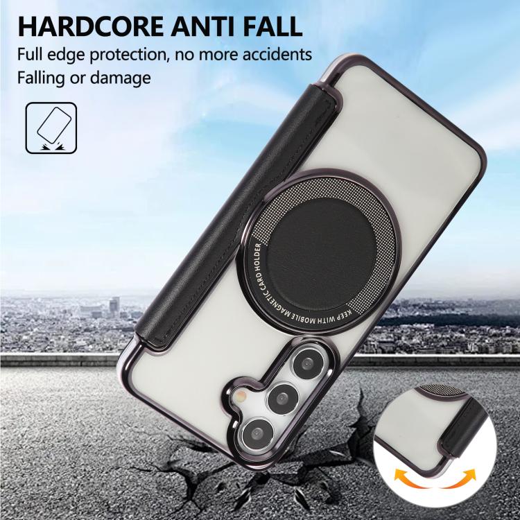 For Samsung Galaxy S25+ / S24+ 5G Ultra-thin Magnetic Plating Vegan Leather Phone Case