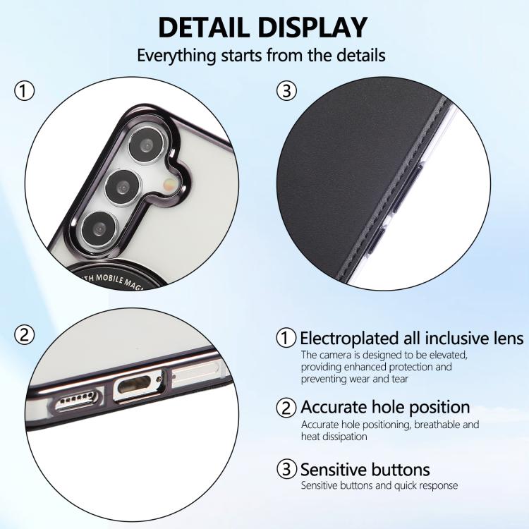 For Samsung Galaxy S25+ / S24+ 5G Ultra-thin Magnetic Plating Vegan Leather Phone Case