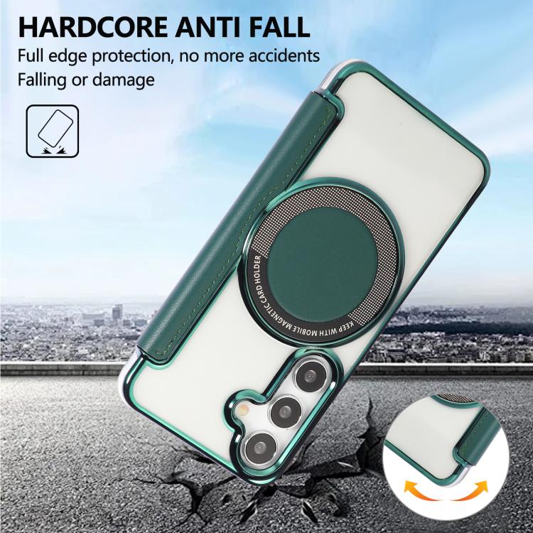 For Samsung Galaxy S25+ / S24+ 5G Ultra-thin Magnetic Plating Vegan Leather Phone Case