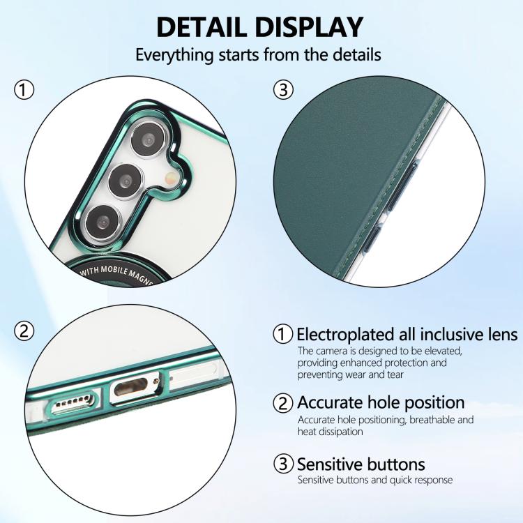 For Samsung Galaxy S25+ / S24+ 5G Ultra-thin Magnetic Plating Vegan Leather Phone Case