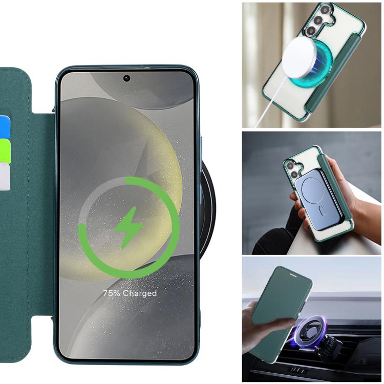 For Samsung Galaxy S25+ / S24+ 5G Ultra-thin Magnetic Plating Vegan Leather Phone Case
