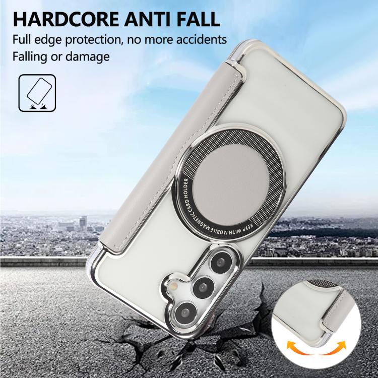 For Samsung Galaxy S25+ / S24+ 5G Ultra-thin Magnetic Plating Vegan Leather Phone Case