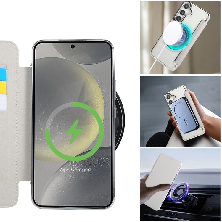 For Samsung Galaxy S25+ / S24+ 5G Ultra-thin Magnetic Plating Vegan Leather Phone Case