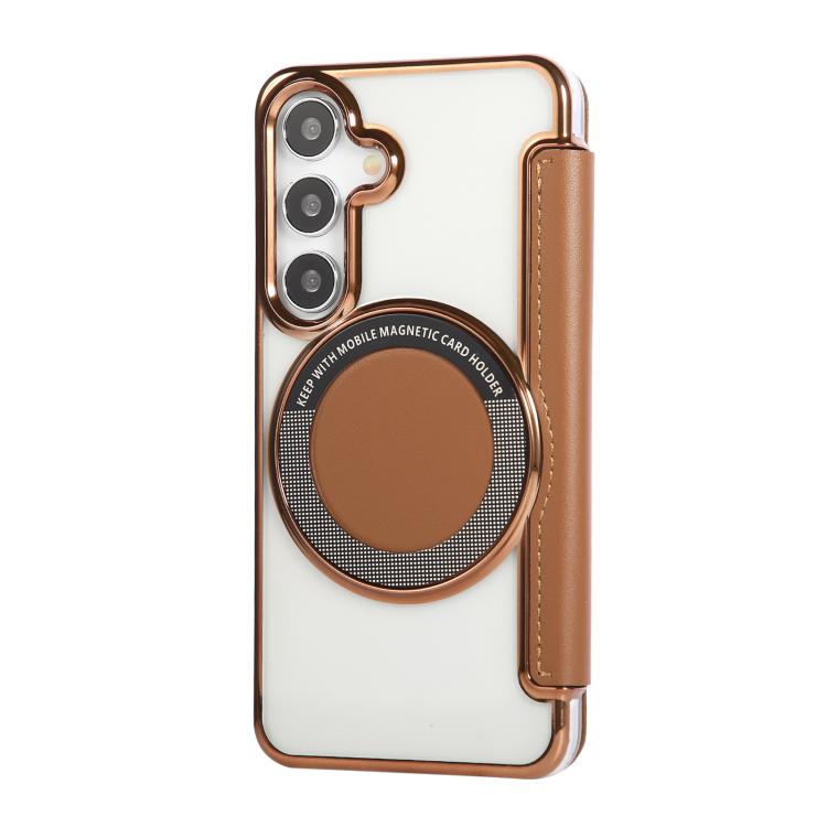 For Samsung Galaxy S25+ / S24+ 5G Ultra-thin Magnetic Plating Vegan Leather Phone Case