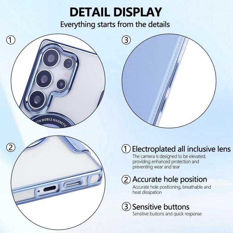 For Samsung Galaxy S23 Ultra 5G Ultra-thin Magnetic Plating Vegan Leather Phone Case