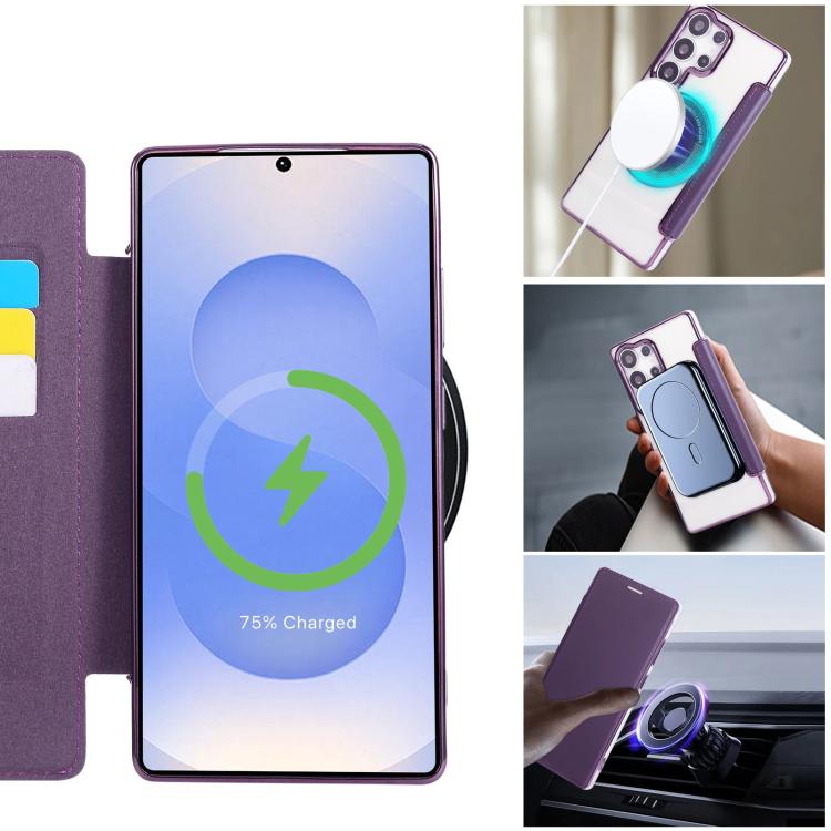 For Samsung Galaxy S23 Ultra 5G Ultra-thin Magnetic Plating Vegan Leather Phone Case