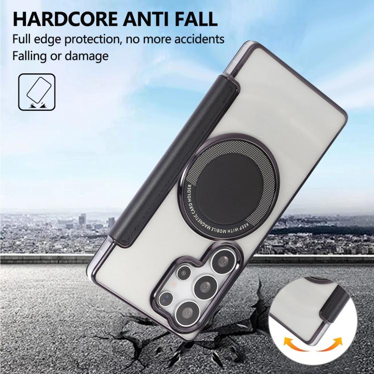 For Samsung Galaxy S23 Ultra 5G Ultra-thin Magnetic Plating Vegan Leather Phone Case