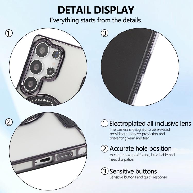 For Samsung Galaxy S23 Ultra 5G Ultra-thin Magnetic Plating Vegan Leather Phone Case