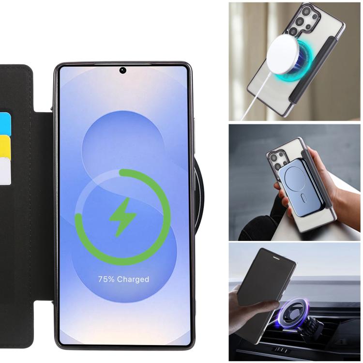 For Samsung Galaxy S23 Ultra 5G Ultra-thin Magnetic Plating Vegan Leather Phone Case