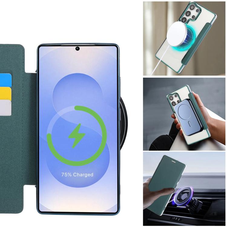 For Samsung Galaxy S23 Ultra 5G Ultra-thin Magnetic Plating Vegan Leather Phone Case