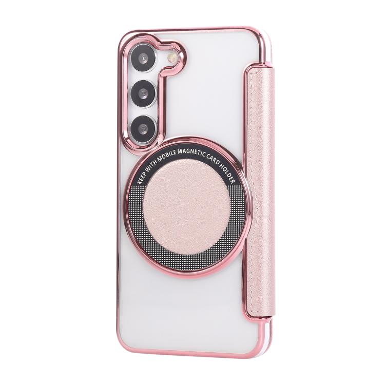 For Samsung Galaxy S23+ 5G Ultra-thin Magnetic Plating Vegan Leather Phone Case