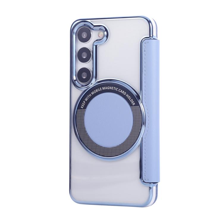 For Samsung Galaxy S23+ 5G Ultra-thin Magnetic Plating Vegan Leather Phone Case
