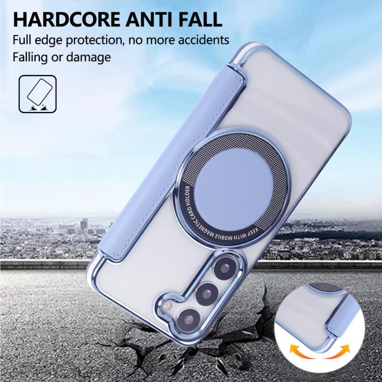 For Samsung Galaxy S23+ 5G Ultra-thin Magnetic Plating Vegan Leather Phone Case