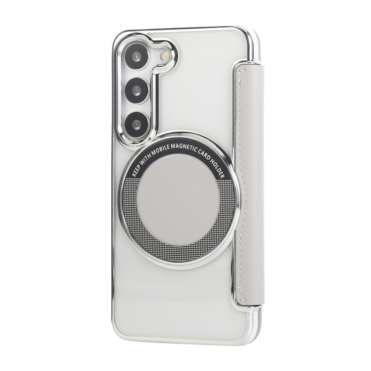 For Samsung Galaxy S23+ 5G Ultra-thin Magnetic Plating Vegan Leather Phone Case