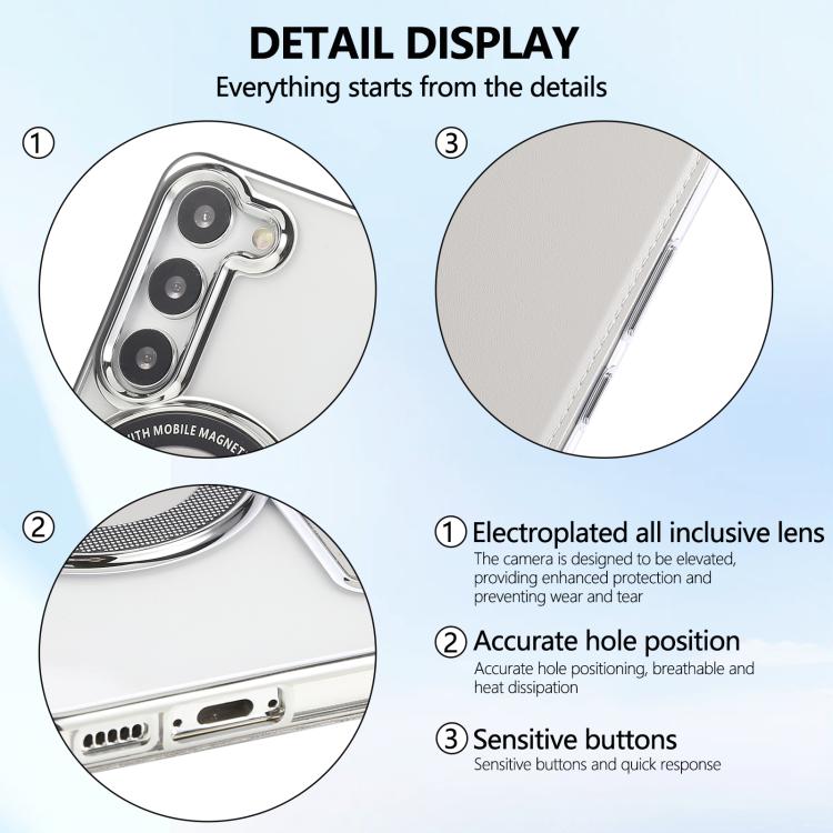 For Samsung Galaxy S23+ 5G Ultra-thin Magnetic Plating Vegan Leather Phone Case