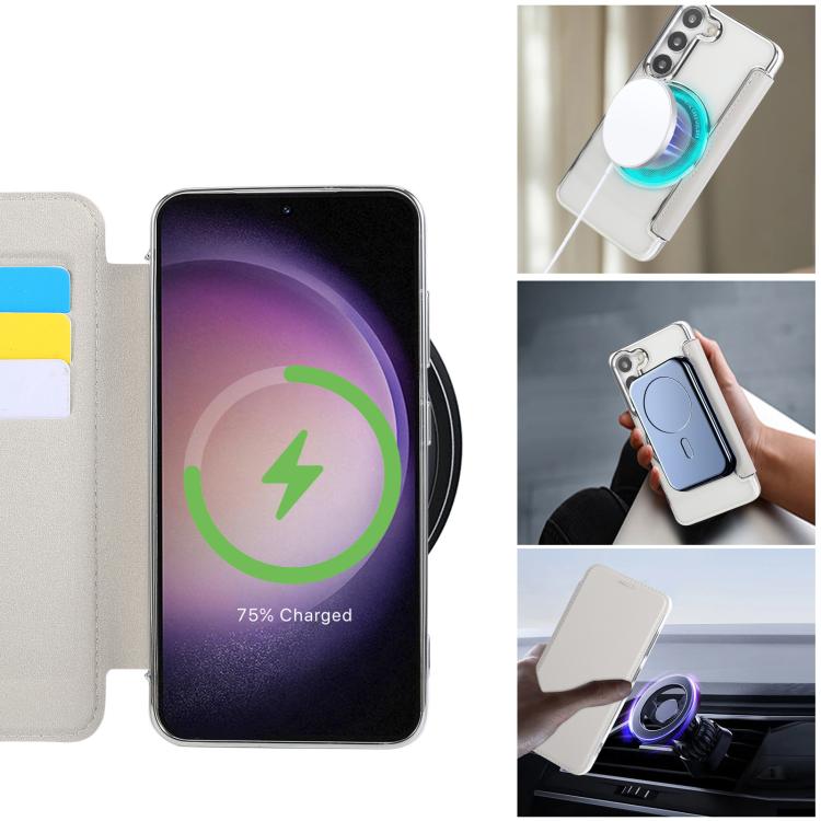 For Samsung Galaxy S23+ 5G Ultra-thin Magnetic Plating Vegan Leather Phone Case