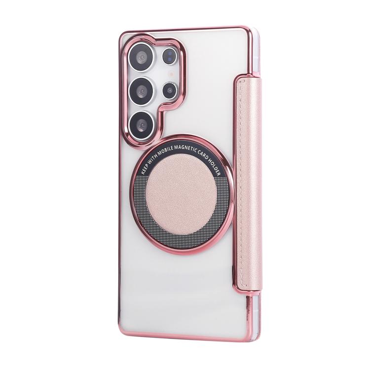 For Samsung Galaxy S22 Ultra 5G Ultra-thin Magnetic Plating Vegan Leather Phone Case