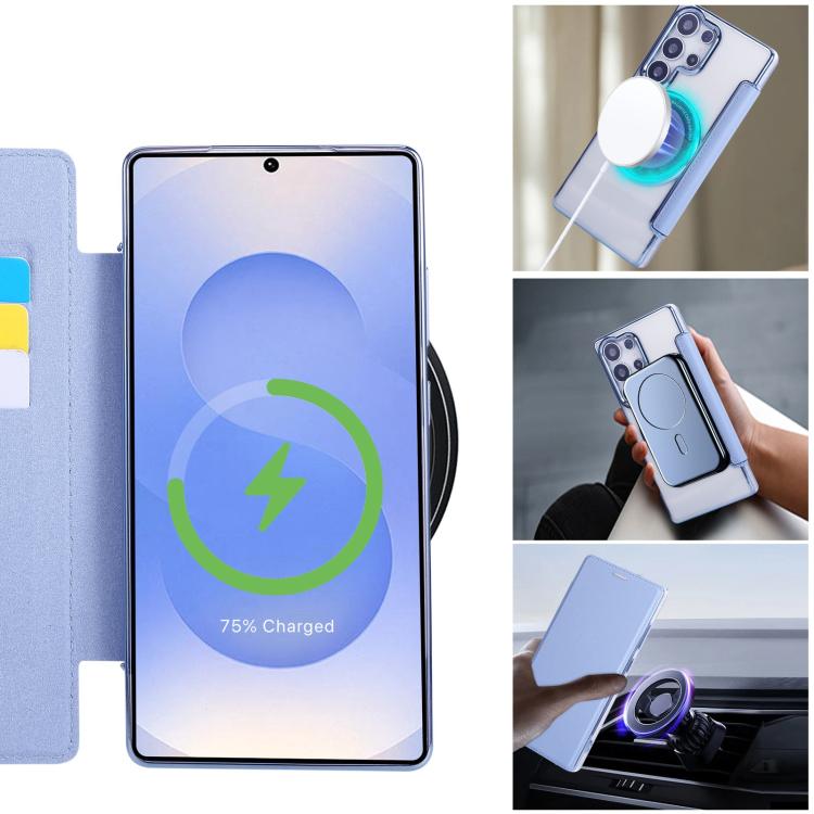 For Samsung Galaxy S22 Ultra 5G Ultra-thin Magnetic Plating Vegan Leather Phone Case