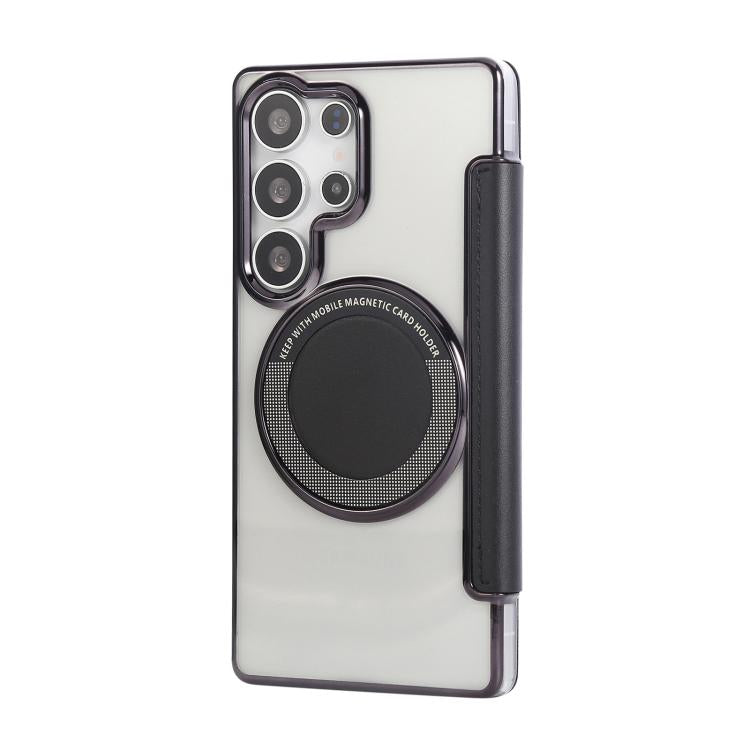 For Samsung Galaxy S22 Ultra 5G Ultra-thin Magnetic Plating Vegan Leather Phone Case