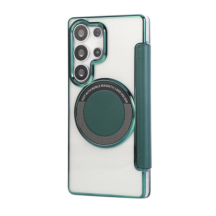 For Samsung Galaxy S22 Ultra 5G Ultra-thin Magnetic Plating Vegan Leather Phone Case