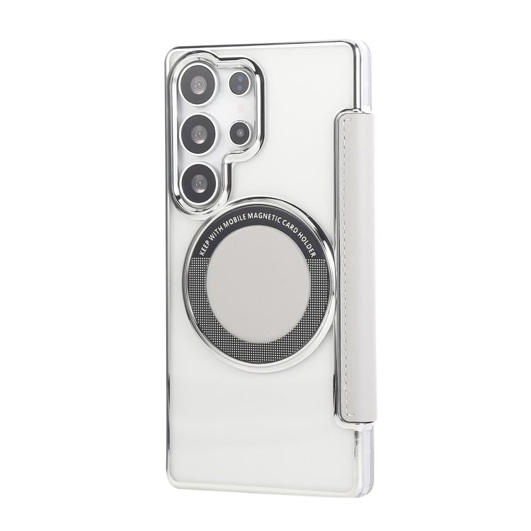 For Samsung Galaxy S22 Ultra 5G Ultra-thin Magnetic Plating Vegan Leather Phone Case