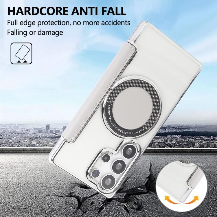 For Samsung Galaxy S22 Ultra 5G Ultra-thin Magnetic Plating Vegan Leather Phone Case