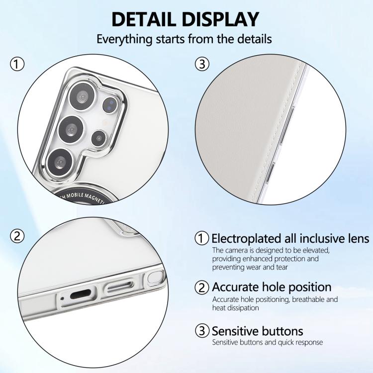 For Samsung Galaxy S22 Ultra 5G Ultra-thin Magnetic Plating Vegan Leather Phone Case