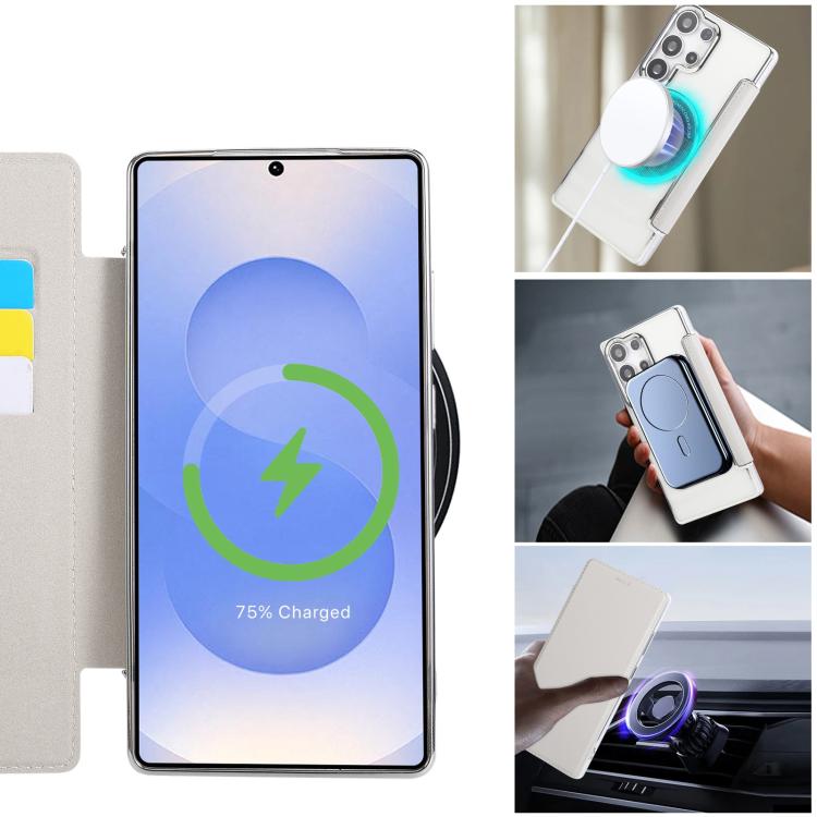 For Samsung Galaxy S22 Ultra 5G Ultra-thin Magnetic Plating Vegan Leather Phone Case