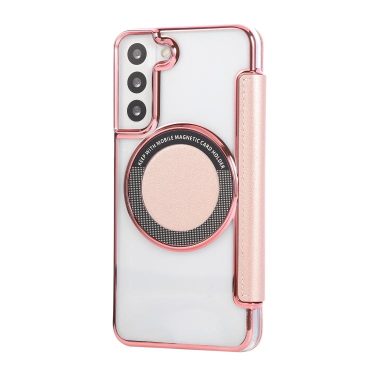 For Samsung Galaxy S22+ 5G Ultra-thin Magnetic Plating Vegan Leather Phone Case
