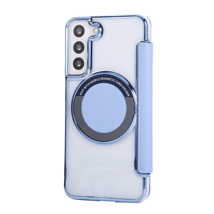 For Samsung Galaxy S22+ 5G Ultra-thin Magnetic Plating Vegan Leather Phone Case