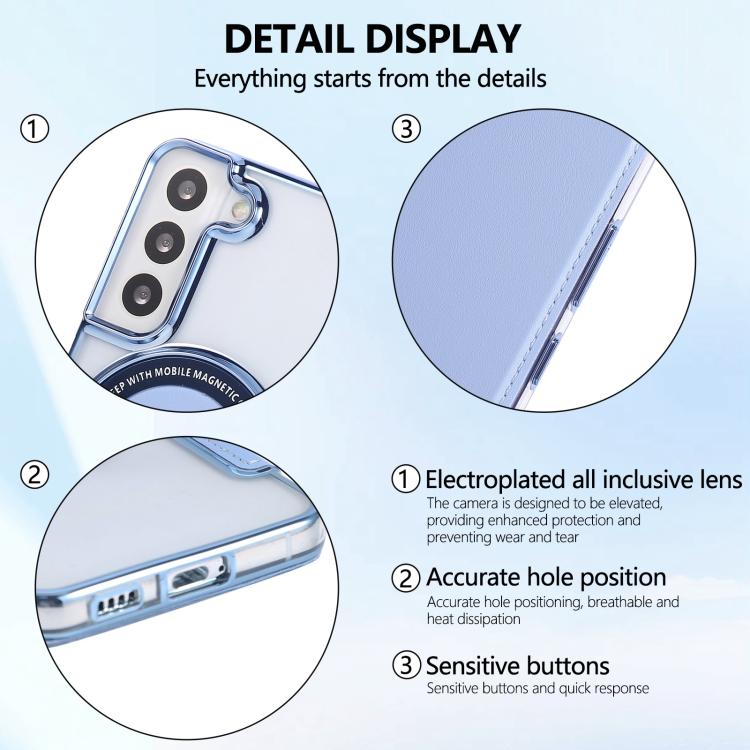 For Samsung Galaxy S22+ 5G Ultra-thin Magnetic Plating Vegan Leather Phone Case
